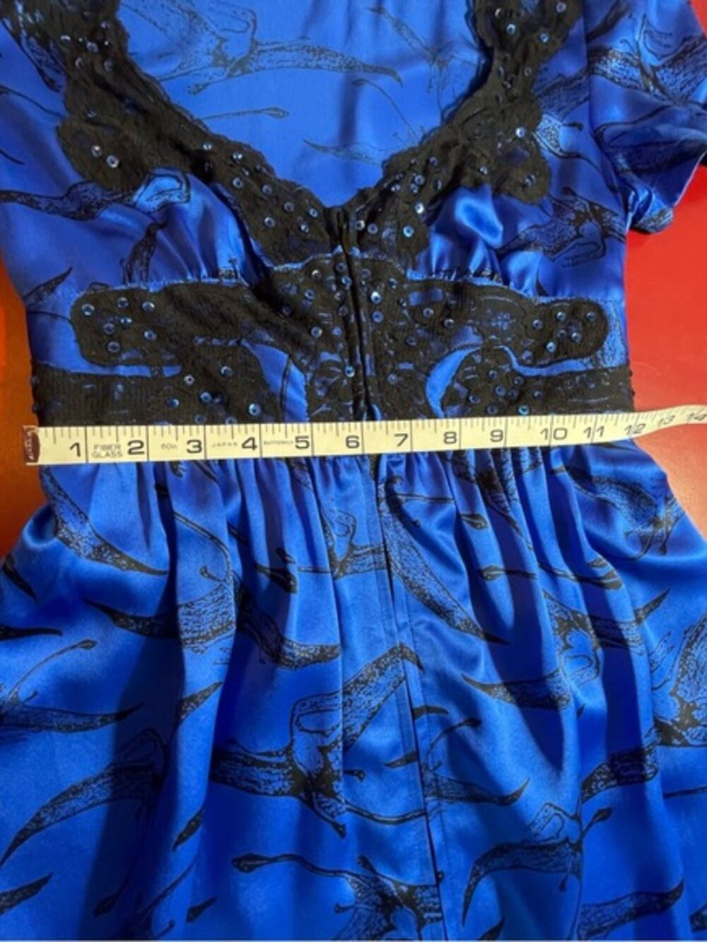 Vintage Betsey Johnson Pterodactyl Dinosaur Dress Cobalt Woman’s Size 4 (S) - Picture 7 of 10